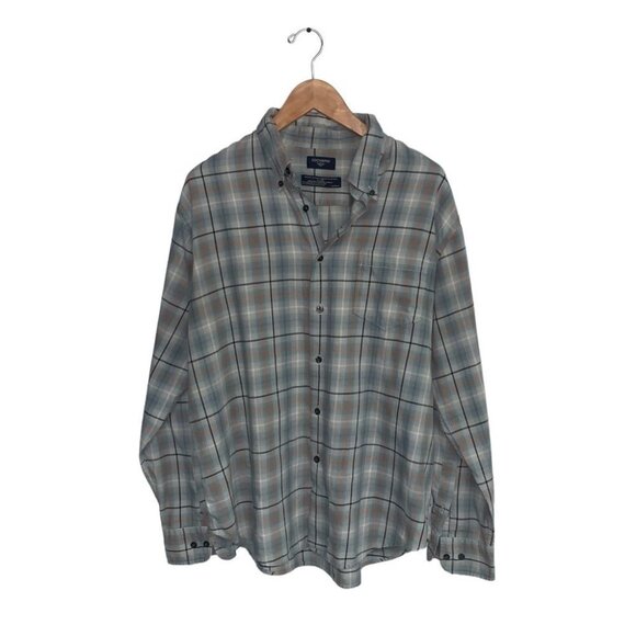 Dockers Plaid Button Down Shirt Men’s Size Large Cotton Green Orange Long Sleeve - Picture 1 of 8
